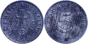Münzen Drittes Reich 5 Reichspfennig, 1943, ... 