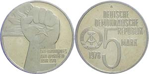 GDR 5 Mark, 1978, Anti apartheid year, in ... 