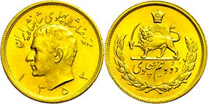 Coins Persia 2 + Pahlavi, Gold, 1974 (SH ... 