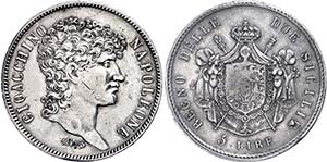 Italy Naples, 5 liras, 1813, Joachim Murat, ... 
