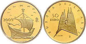 Italy 50 Euro, Gold, 2009, European art 7. ... 