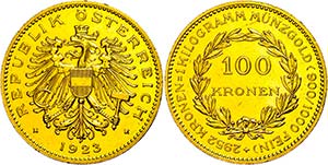 Austria 1st Republic 1918-1938 100 coronas, ... 