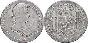 Peru 8 Reales, 1824, Ferdinand VII., Cuzco, ... 