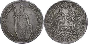 Peru North Peru, 8 Real, 1839, Lima, TM, KM ... 