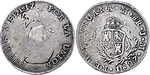 Philippinen 8 Reales, 1828, JM, Lima, mit ... 