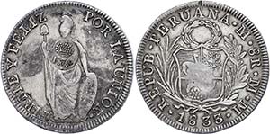 Philippines 8 Real, 1833, MM, Lima, with ... 