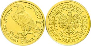 Poland 200 Zlotych Gold, 2004, gold bullion ... 