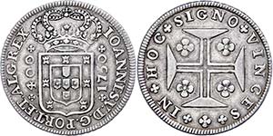 Portugal 400 Reis, 1750, Joao V., KM 179, ... 