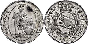 Switzerland Bern, 1 Franc, 1811, HMZ 2-233 ... 