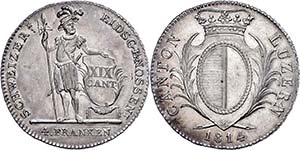 Schweiz Luzern, 4 Franken (Neutaler), 1814, ... 