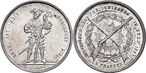 Switzerland 5 Franc, 1857, Bern, HMZ 2-1343 ... 
