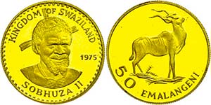 South Africa Swaziland, 50 Emalangeni, Gold, ... 