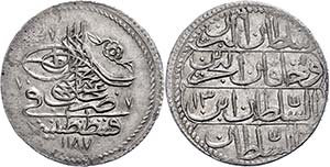 Coins of the Osman Empire 20 para, AH 1187 / ... 