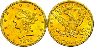 USA 10 Dollars, Gold, 1893, Philadelphia, ... 