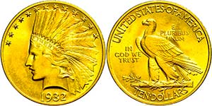 USA 10 Dollars, Gold, 1932, Indian Head, Fb. ... 