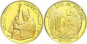 Vatican 50 Euro Gold, 2003, listing the ten ... 