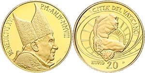 Vatican 20 Euro Gold, 2008, body from ... 