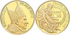 Vatican 50 Euro Gold, 2008, Pietà from ... 