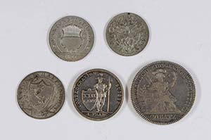 Europa SCHWEIZ, Lot von 5 Münzen: 20 Batzen ... 