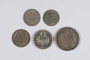 Europa SCHWEIZ, Lot von 5 Münzen: ... 