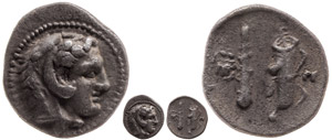 Ancient Greek coins Macedonia, Babylon, obol ... 