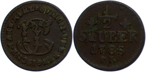 Jülich-Berg Duchy ½ Stüber, 1785, Karl ... 