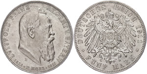 Bavaria 5 Mark, 1911, Luitpold, to the 90. ... 