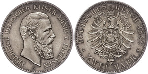 Preußen 2 Mark,1888, Friedrich III., vz., ... 