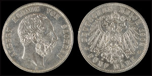 Sachsen 5 Mark,1914, Albert König von ... 