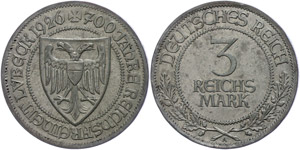 Coins Weimar Republic 3 Reichmark, 1926, ... 