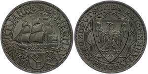 Coins Weimar Republic 3 Reichmark, 1927.1000 ... 