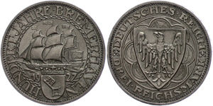 Coins Weimar Republic 3 Reichmark, 1927.1000 ... 