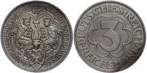Münzen Weimar 3 Reichsmark, 1927, 1000 ... 