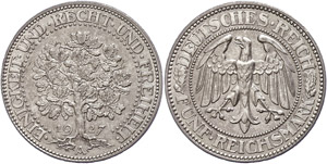 Coins Weimar Republic 5 Reichmark, 1927, A, ... 