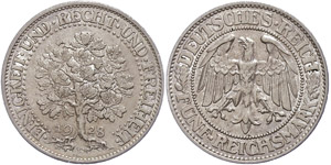 Coins Weimar Republic 5 Reichmark, 1928, F, ... 