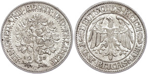 Coins Weimar Republic 5 Reichmark, 1932, G, ... 