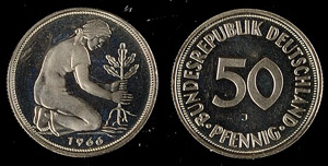 Federal coins after 1946 50 penny, 1966.1966 ... 