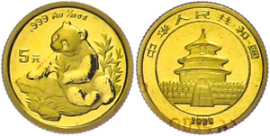 China Volksrepublik 5 Yuan, 1998,Gold,1/20 ... 