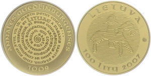 Litauen 100 Litu, 2007, Gold, 1000 Jahre ... 