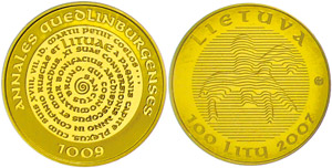 Litauen 100 Litu, 2007, Gold, 1000 Jahre ... 