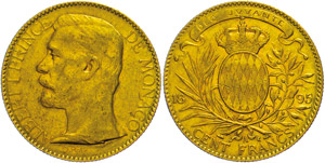 Monaco 100 Francs, Gold (ca. 29,02g fein), ... 