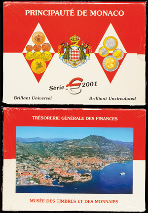 Monaco 1 Cent-2 Euro, 2001, Rainer III., ... 