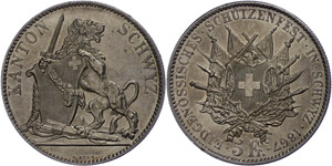 Switzerland 5 Franconia, 1867, confederate ... 