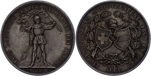 Schweiz 5 Franken, 1869, Eidgenössischer ... 