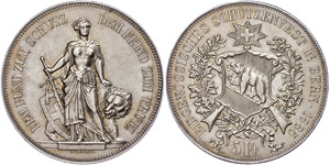 Switzerland 5 Franconia, 1885, confederate ... 