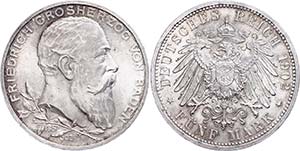 Baden 5 Mark, 1902, Friedrich I. To the 50 ... 