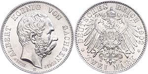 Saxony 2 Mark, 1902, Albert on his Death, ... 