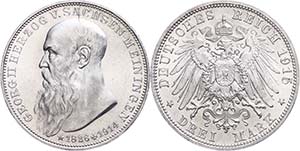 Sachsen-Meiningen 3 Mark, 1915, Georg II. ... 