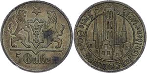 Coins German Areas 5 Guilder, 1923, St. ... 