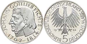 Münzen Bund ab 1946 5 Mark, 1964, Johann ... 